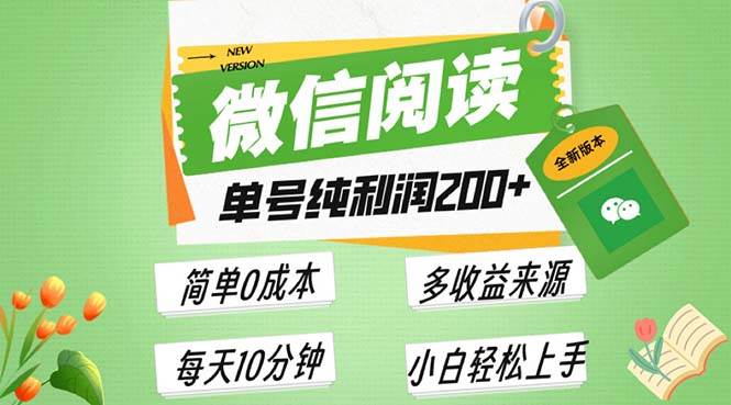 （13425期）最新微信阅读6.0，每日5分钟，单号利润200+，可批量放大操作，简单0成本-泰戈创艺资源库
