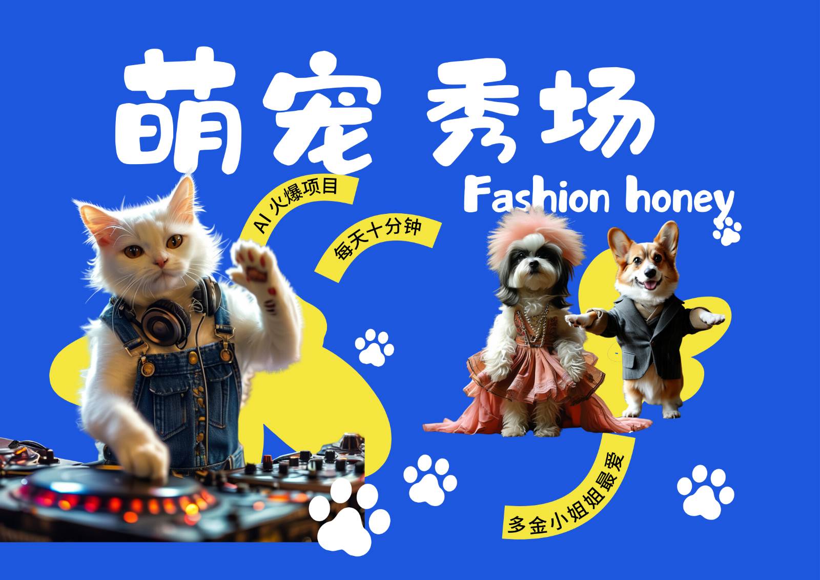 酷飒动物跳舞走秀  时尚喵FASHION汪 多金小姐姐最爱的 轻松月入破W-泰戈创艺资源库