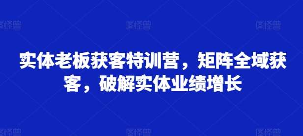 实体老板获客特训营，矩阵全域获客，破解实体业绩增长-泰戈创艺资源库