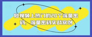 短视频上热门的20个流量密码，流量密码实战案例-泰戈创艺资源库