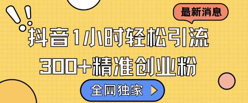 全网独家抖音引流，轻松日引300+精准创业粉【揭秘】-泰戈创艺资源库