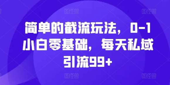 简单的截流玩法，0-1小白零基础，每天私域引流99+【揭秘】-泰戈创艺资源库
