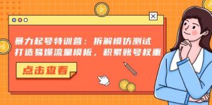 （13184期）暴力起号特训营：拆解模仿测试，打造易爆流量模板，积累账号权重-泰戈创艺资源库