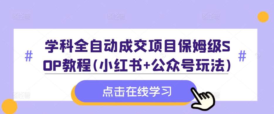 学科全自动成交项目保姆级SOP教程(小红书+公众号玩法)含资料-泰戈创艺资源库