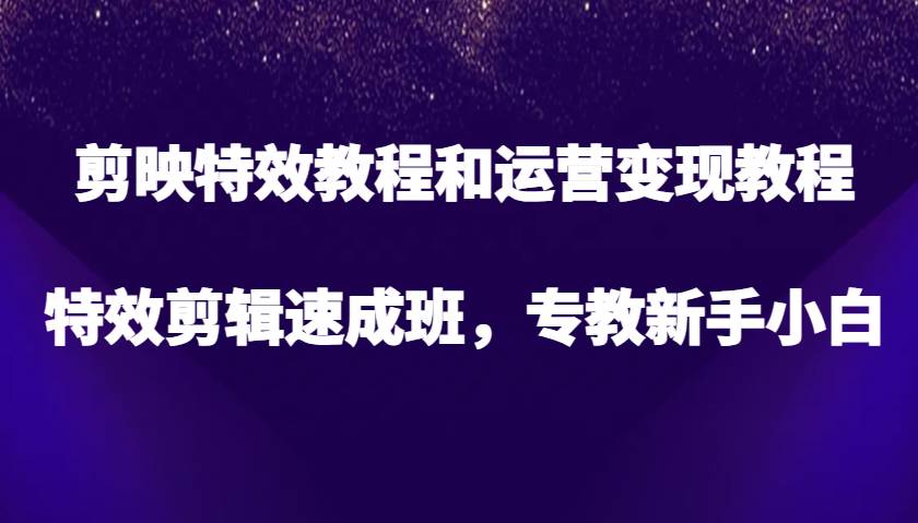 剪映特效教程和运营变现教程，特效剪辑速成班，专教新手小白-泰戈创艺资源库
