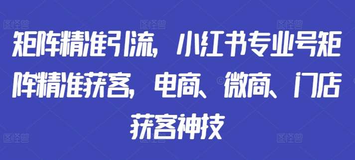 矩阵精准引流，小红书专业号矩阵精准获客，电商、微商、门店获客神技-泰戈创艺资源库