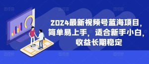 2024最新视频号蓝海项目，简单易上手，适合新手小白，收益长期稳定-泰戈创艺资源库