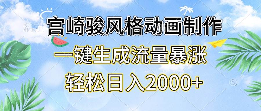 （13386期）宫崎骏风格动画制作，一键生成流量暴涨，轻松日入2000+-泰戈创艺资源库