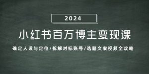 小红书百万博主变现课：确定人设与定位/拆解对标账号/选题文案视频全攻略-泰戈创艺资源库