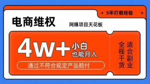 网赚项目天花板电商购物维权月收入稳定4w+独家玩法小白也能上手-泰戈创艺资源库