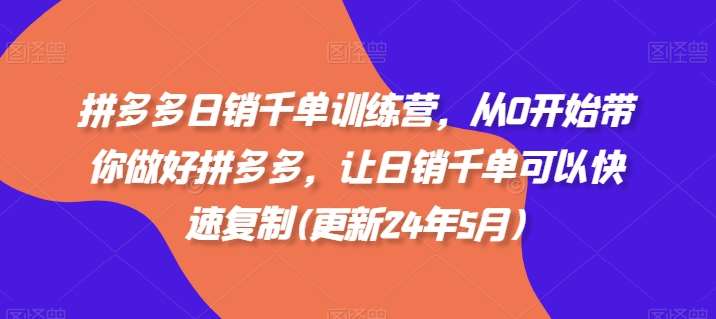 拼多多日销千单训练营，从0开始带你做好拼多多，让日销千单可以快速复制(更新24年11月)-泰戈创艺资源库