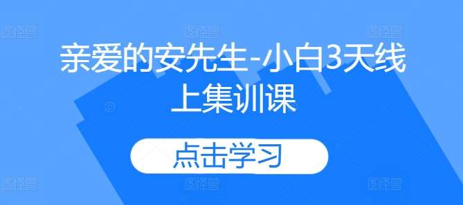 亲爱的安先生-小白3天线上集训课-泰戈创艺资源库