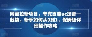 网盘拉新项目,夸克百度uc迅雷一起搞,新手如何从0到1,保姆级详细操作攻略-泰戈创艺资源库
