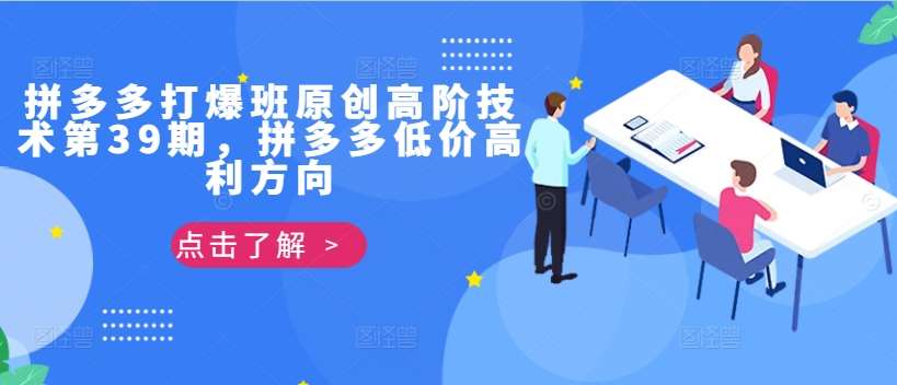 拼多多打爆班原创高阶技术第39期，拼多多低价高利方向-泰戈创艺资源库