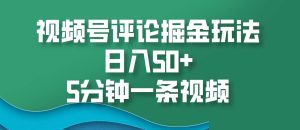 视频号评论掘金玩法，日入50+，5分钟一条视频-泰戈创艺资源库