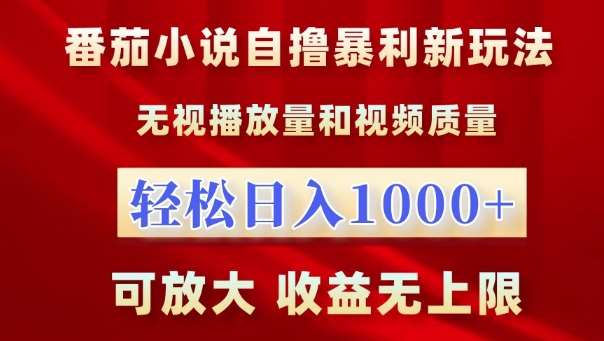番茄小说自撸暴利新玩法，无视播放量，轻松日入1k，可放大，收益无上限【揭秘】-泰戈创艺资源库