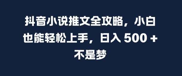 抖音小说推文全攻略，小白也能轻松上手，日入 5张+ 不是梦【揭秘】-泰戈创艺资源库