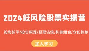 2024低风险股票实操营：投资哲学/投资原理/股票估值/构建组合/仓位控制-泰戈创艺资源库