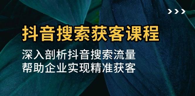 （13465期）抖音搜索获客课程：深入剖析抖音搜索流量，帮助企业实现精准获客-泰戈创艺资源库