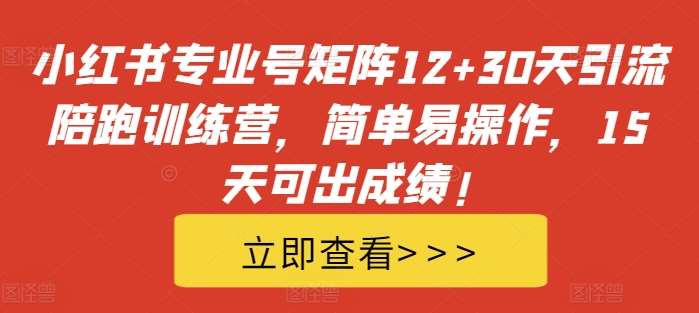 小红书专业号矩阵12+30天引流陪跑训练营，简单易操作，15天可出成绩!-泰戈创艺资源库