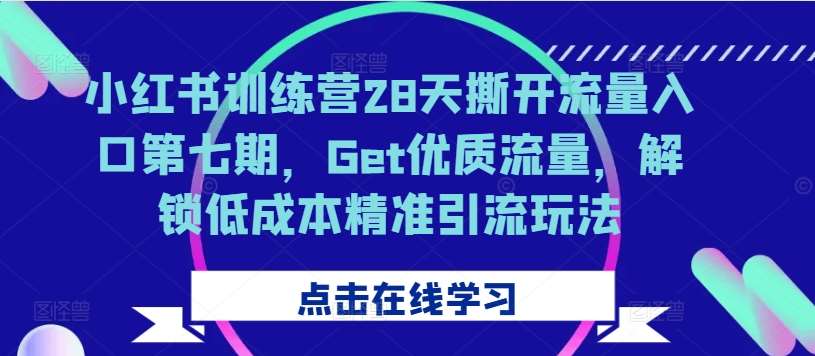 小红书训练营28天撕开流量入口第七期，Get优质流量，解锁低成本精准引流玩法-泰戈创艺资源库