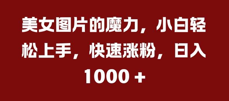 美女图片的魔力，小白轻松上手，快速涨粉，日入几张【揭秘】-泰戈创艺资源库