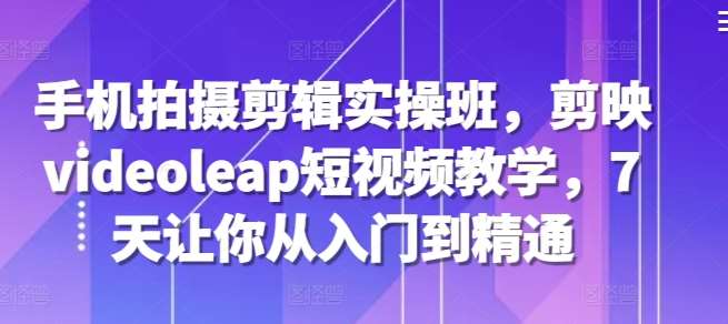 手机拍摄剪辑实操班，剪映videoleap短视频教学，7天让你从入门到精通-泰戈创艺资源库