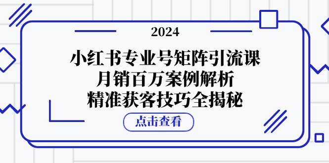 小红书专业号矩阵引流课，月销百万案例解析，精准获客技巧全揭秘-泰戈创艺资源库