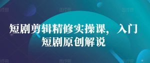 短剧剪辑精修实操课,入门短剧原创解说-泰戈创艺资源库