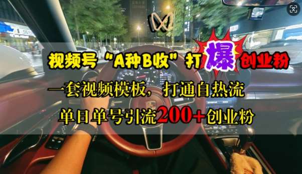 视频号“A种B收”打爆创业粉，一套视频模板打通自热流，单日单号引流200+创业粉-泰戈创艺资源库