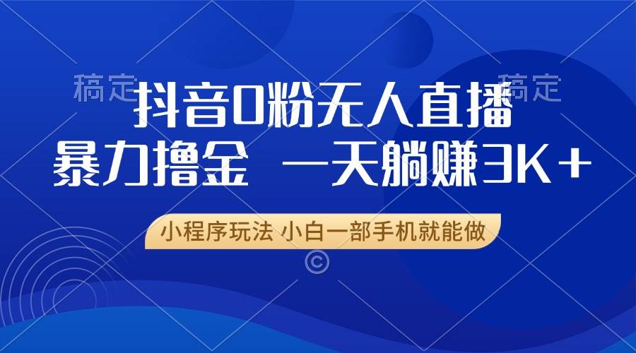 （13449期）抖音0粉无人直播暴力掘金，一天躺赚3K+，小白一部手机就能做-泰戈创艺资源库