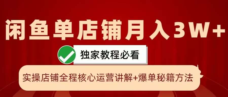 闲鱼单店铺月入3W+实操展示，爆单核心秘籍，一学就会【揭秘】-泰戈创艺资源库