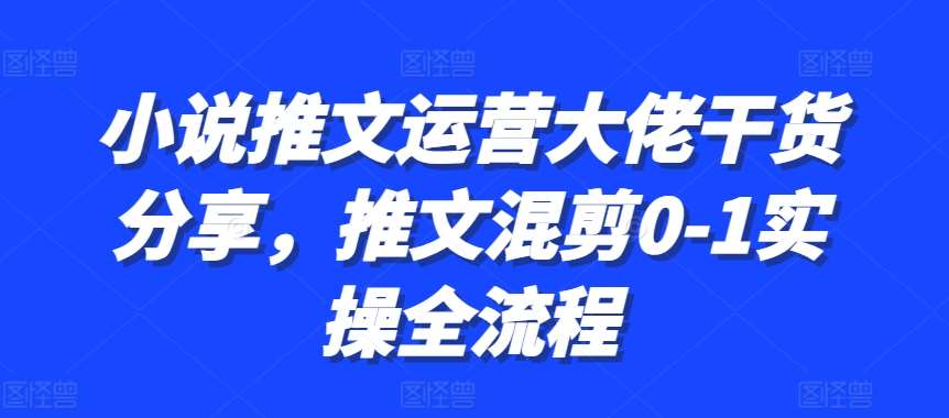 小说推文运营大佬干货分享，推文混剪0-1实操全流程-泰戈创艺资源库