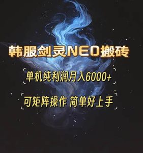 (13435期)韩服剑灵NEO搬砖攻略,单机纯利润月入6000+ 可矩阵操作,简单好上手。-泰戈创艺资源库