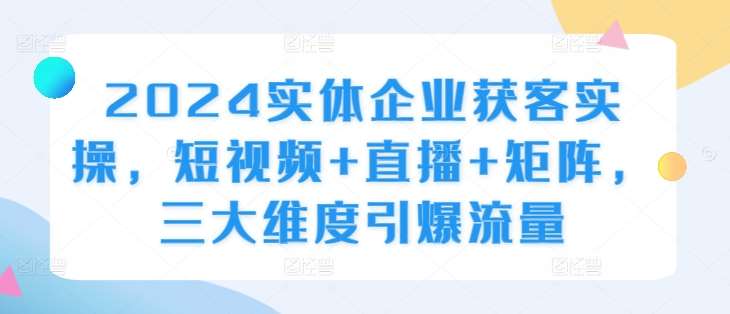 2024实体企业获客实操，短视频+直播+矩阵，三大维度引爆流量-泰戈创艺资源库