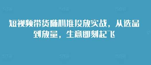 短视频带货随心推投放实战，从选品到放量，生意即刻起飞-泰戈创艺资源库