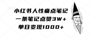 小红书人性痛点笔记，一条笔记点赞3W+，单日变现1k-泰戈创艺资源库