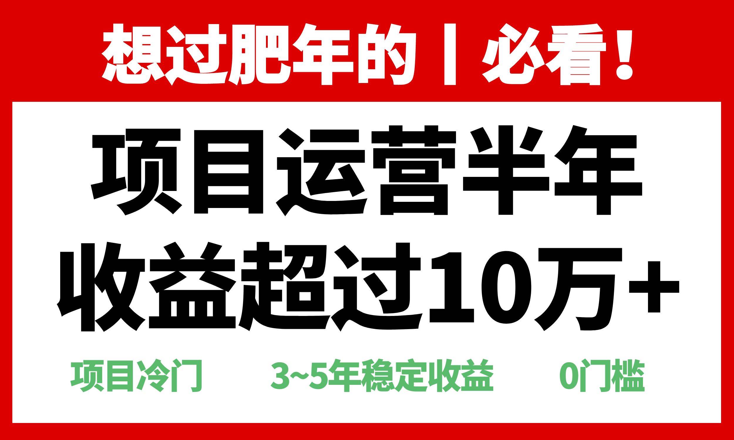 （13663期）年前过肥年的必看的超冷门项目，半年收益超过10万+，-泰戈创艺资源库
