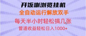 （13655期）开饭喇浏览挂机全自动运行解放双手每天半小时轻松搞几张管道收益日入1000+-泰戈创艺资源库