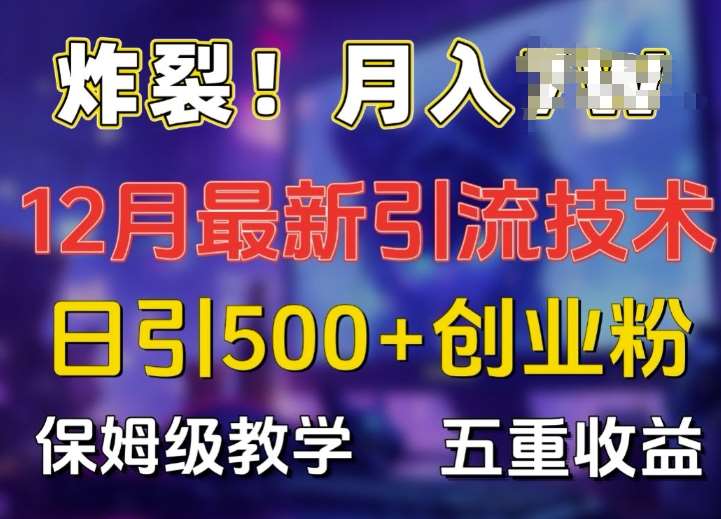 炸裂!揭秘12月最新日引流500+精准创业粉，多重收益保姆级教学-泰戈创艺资源库