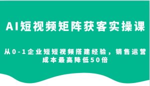 AI短视频矩阵获客实操课，从0-1企业短短视频搭建经验，销售运营成本最高降低50倍-泰戈创艺资源库