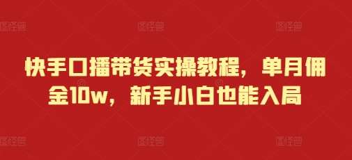 快手口播带货实操教程，单月佣金10w，新手小白也能入局-泰戈创艺资源库