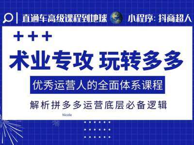 术业专攻玩转多多，优秀运营人的全面体系课程，解析拼多多运营底层必备逻辑-泰戈创艺资源库