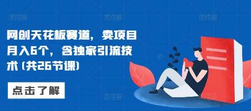 网创天花板赛道，卖项目月入6个，含独家引流技术(共26节课)-泰戈创艺资源库
