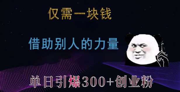 仅需一块钱，借助别人的力量，单日引爆300+创业粉、兼职粉【揭秘】-泰戈创艺资源库