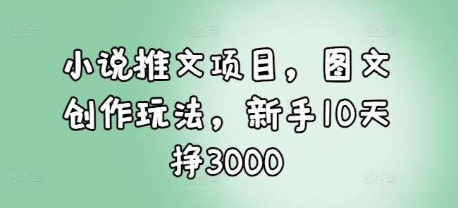 小说推文项目，图文创作玩法，新手10天挣3000-泰戈创艺资源库