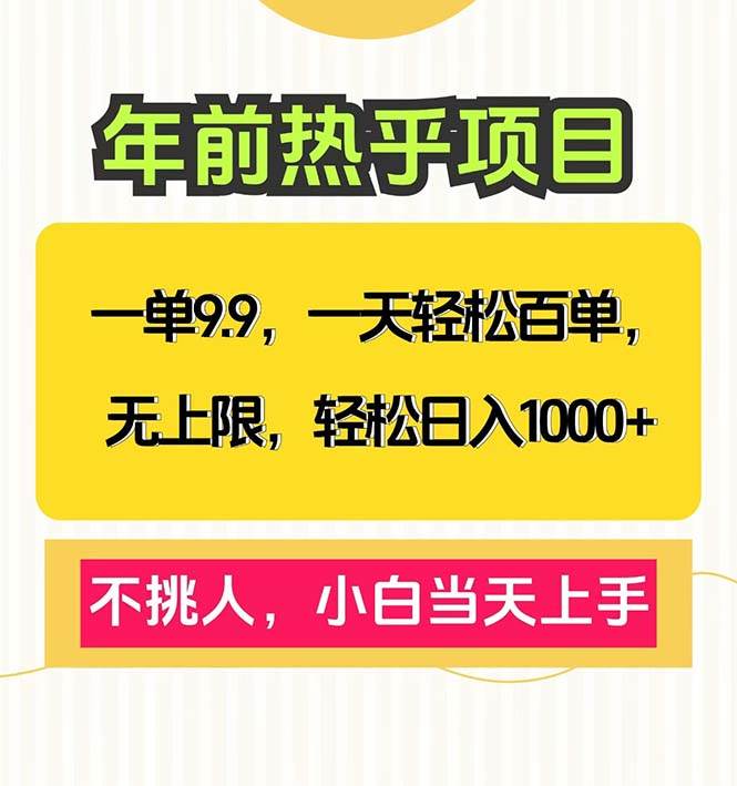 （13795期）一单9.9，一天百单无上限，不挑人，小白当天上手，轻松日入1000+-泰戈创艺资源库