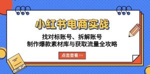 小红书电商实战：找对标账号、拆解账号、制作爆款素材库与获取流量全攻略-泰戈创艺资源库
