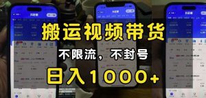 “小白必看”搬运视频带货玩法,不限流,不封号,纯自然流,日入1k-泰戈创艺资源库