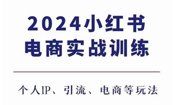 2024小红书电商3.0实战训练，包含个人IP、引流、电商等玩法-泰戈创艺资源库